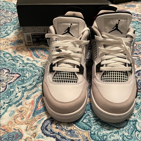 Air Jordan Retro 4 "Military Black" 6.5Y - 408452-111 - New - Picture 1 of 5